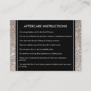 Eyelash with Silver Glitter Salon Aftercare Card Visitkort