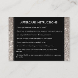 Eyelash with Silver Glitter Salon Aftercare Card Visitkort