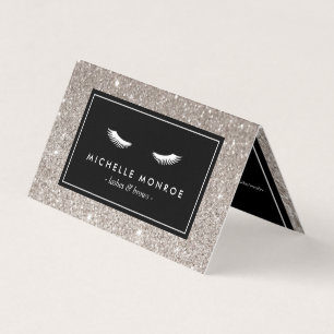 Eyelash with Silver Glitter Salon Aftercare Visitkort