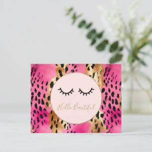 Eyelaska Girly Rosa Glam Black Guld Leopard Vykort