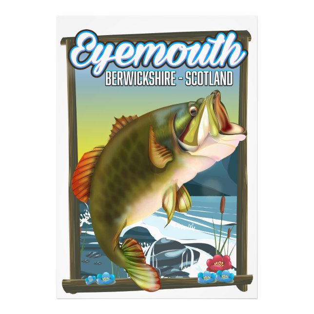 Eyemouth Berwickshire Skottland fiskeposter. Fototryck (Framsidan)