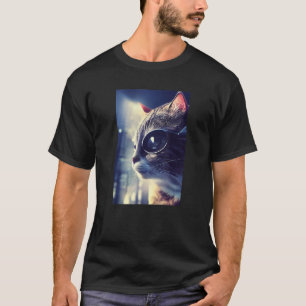 Eyepatch Cat Kattunge Pet Animal Cyborg Robot T Shirt