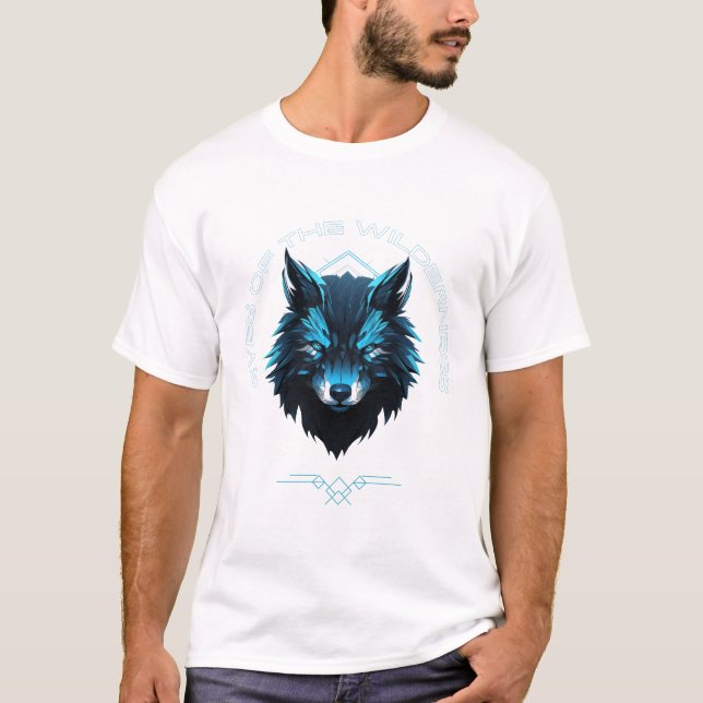 Eyes of the Wilderness – Neon Cyber Wolf Spirit An T Shirt (Framsida)