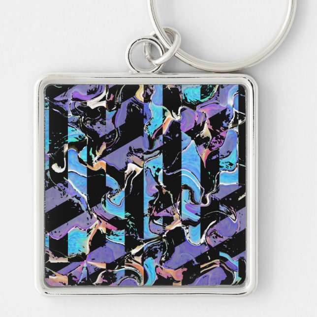 Eyesore-nyckelkedja Fyrkantig Silverfärgad Nyckelring (Framsidan)