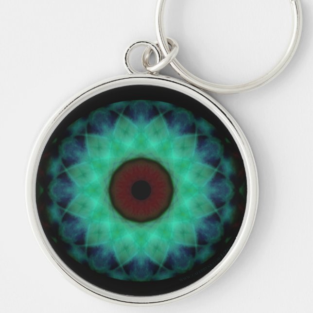 Eyesore Teal Evil Öga Rund Silverfärgad Nyckelring (Framsidan)