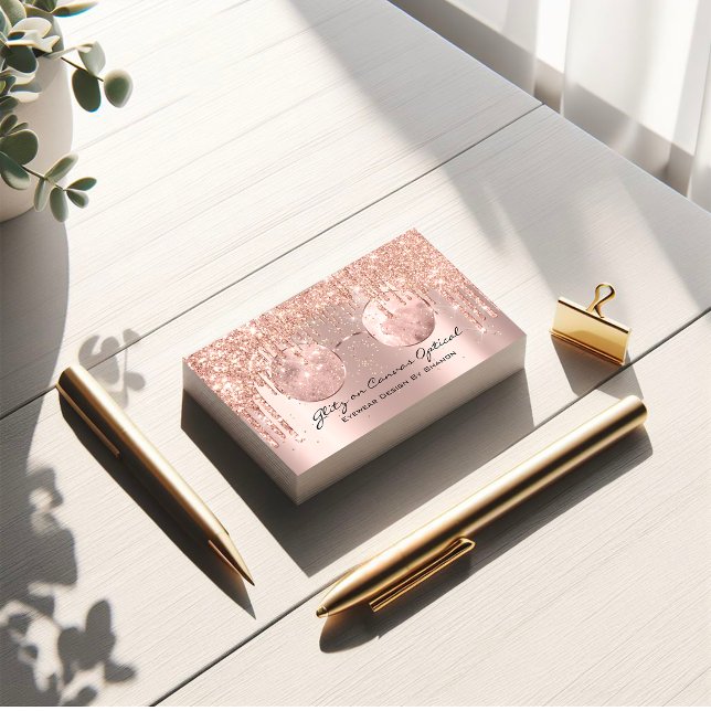 Eyewear Optical Optometrist Eyeglasses Ro Guld Visitkort (Eyewear Optical Optometrist Eyeglasses Rose Gold Business Card)