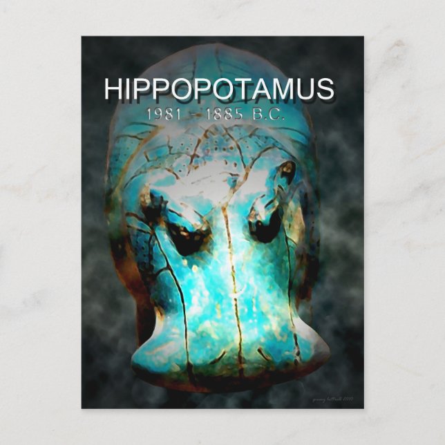 EYGPTIAN BLUE HIPPO VYKORT (Framsida)