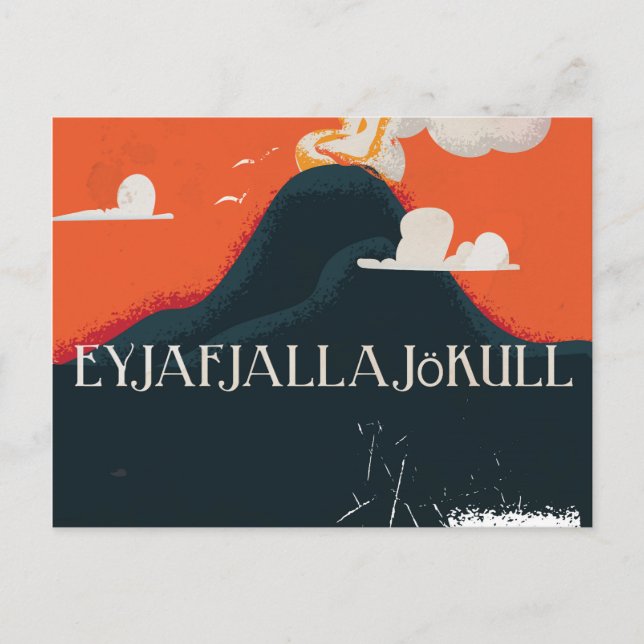 Eyjafjallajökull Volcano Travel Poster Vykort (Framsida)
