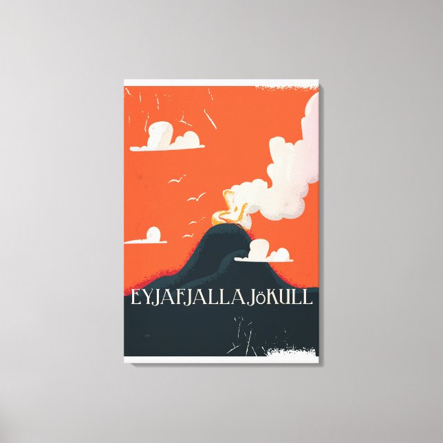 Eyjafjallajökull Vulkan Resor Affisch Canvastryck (Framsida)