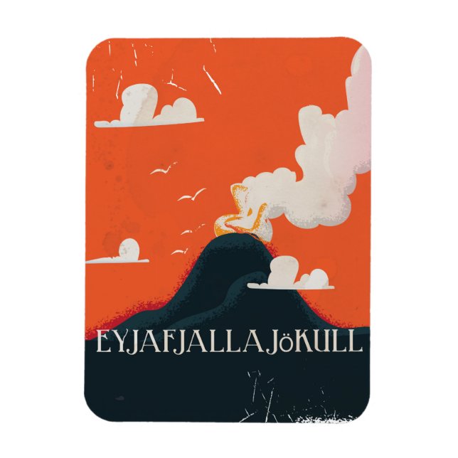 Eyjafjallajökull Vulkan Resor Affisch Magnet (Vertikal)