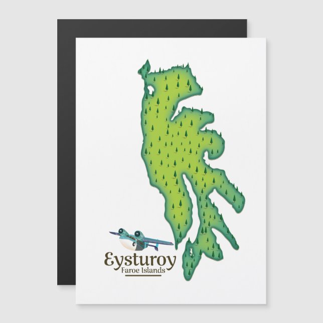 Eysturoy Färöarna Resekarta (Fram/baksida)