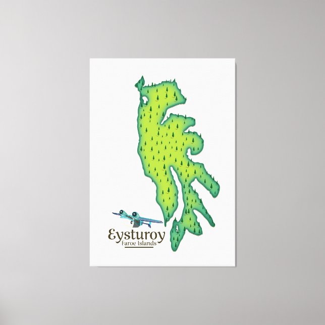 Eysturoy Faroe Islands Travel karta Canvastryck (Framsida)