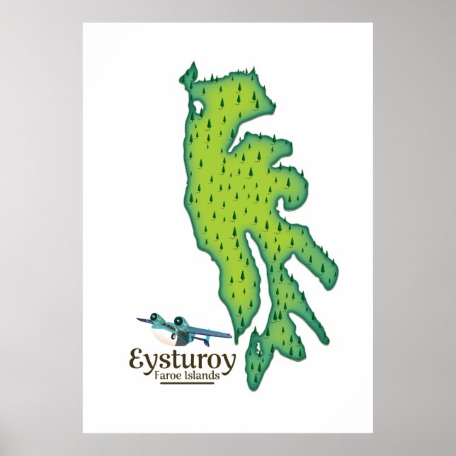 Eysturoy Faroe Islands Travel karta Poster (Framsidan)