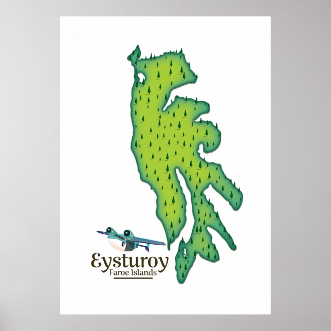 Eysturoy Faroe Islands Travel karta Poster (Framsidan)