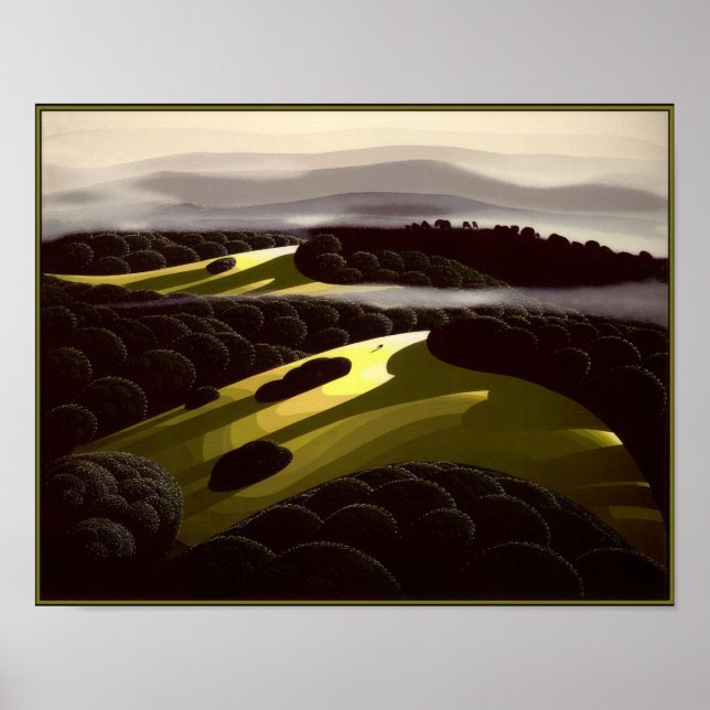 Eyvind Earle -  Av kullar och dalar - Magisk R Poster (Framsidan)