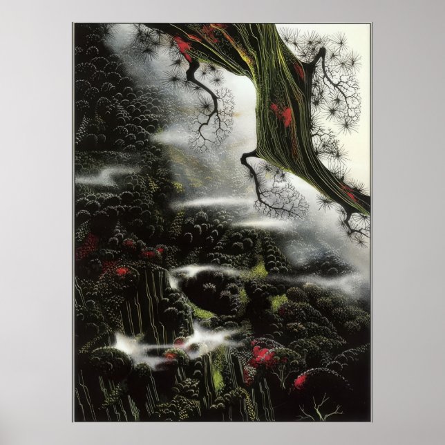 Eyvind Earle -  Fladdrande dimma och gren - 1996;  Poster (Framsidan)