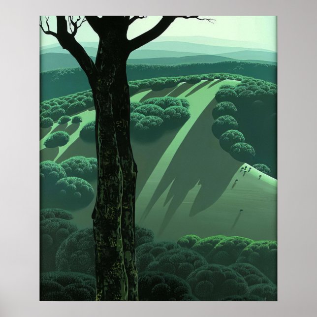 Eyvind Earle -  Grön kulle - 1970; Förenta statern Poster (Framsidan)