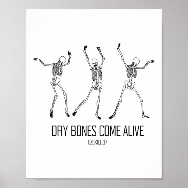 Ezekiel 37 Dry Bones Kom Alive Dancing Skeleton H Poster (Framsidan)