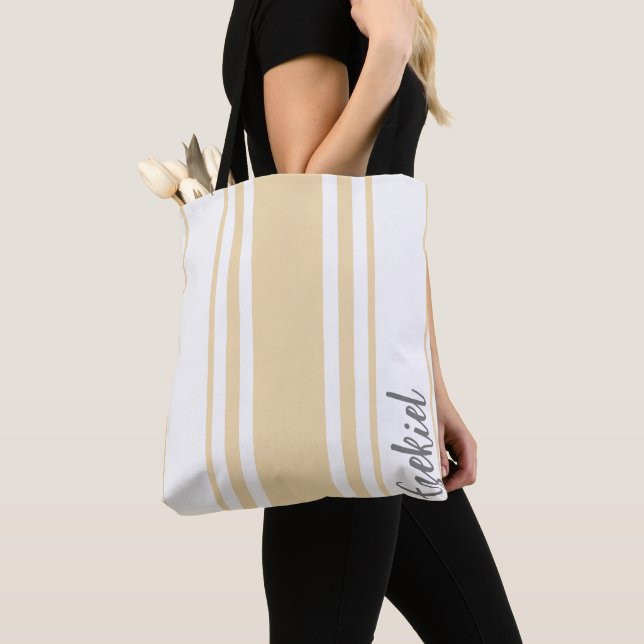 Ezekiel Minimalist Ränder Monogram Tygkasse (Närbild)