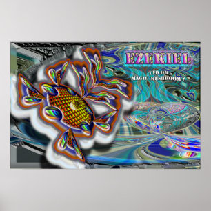 Ezekiels Hjul-UFO- eller Magic Mushroom-poster Poster