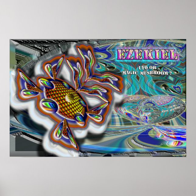 Ezekiels Hjul-UFO- eller Magic Mushroom-poster Poster (Framsidan)