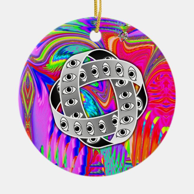 Ezekiels Wheel Two Sided Julgransprydnad Keramik (Framsidan)