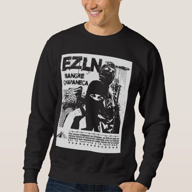 EZLN Hecho en Chiapas Mexico Ft. Palenque y jaguar Lång Ärmad Tröja (Framsida)