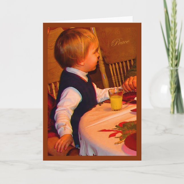 Ezra 3 års prydnadsgryning vid jul - vattenfärgen  helgkort (Framsida)