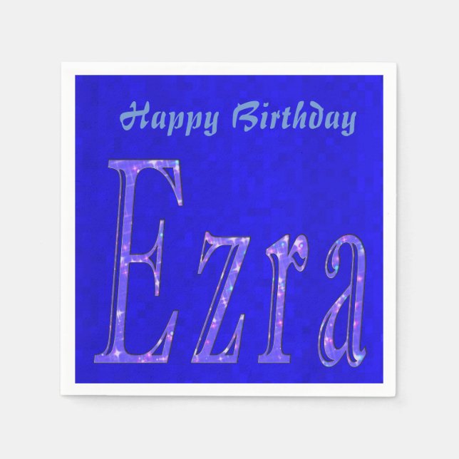 Ezra, Namn, Logotyp, Logotyp av blått födelsedag, Pappersservett (Framsidan)