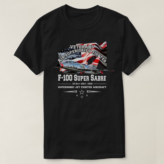 F100 Toppen Saber supersonic jet fighter T Shirt (Design framsida)