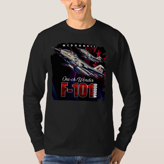 F101 Voodoo USAF, Bomber Supersonic Jet, långdista T Shirt (Framsida)