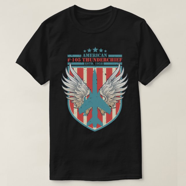 F105 ThunderChief Bomber Distress US Flagga  T Shirt (Design framsida)
