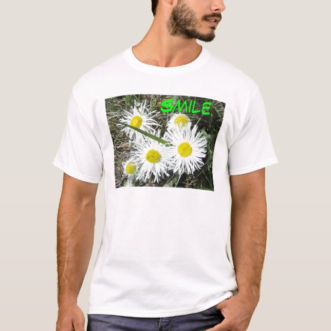 F10 Vitblommor tuftad Fleabane Tee Shirt (Framsida)
