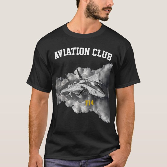 F14 Tomcat Aviation Klubb pilot svart T Shirt (Framsida)