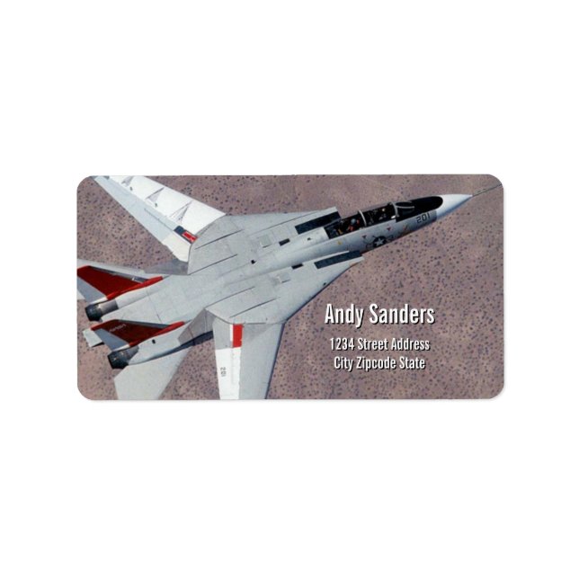 F14 Tomcat Jet Fighter Personal Address Label Adressetikett (Framsidan)