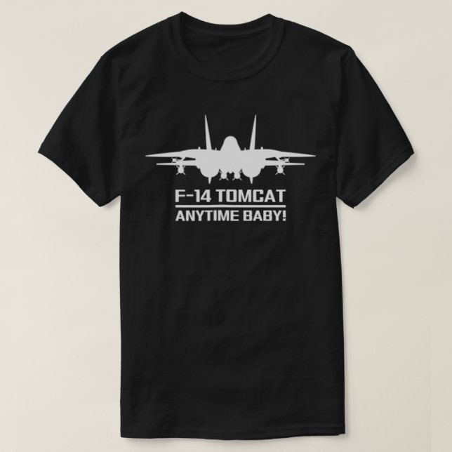 F14 Tomcat Militärt Fighter Jet-flygplan på framsi T Shirt (Design framsida)