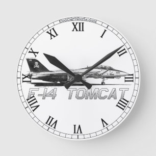 F14 Tomcat VF-103 Jolly Rogers - teckning Clock Rund Klocka