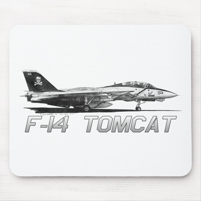 F14 Tomcat VF-103 Jolly Rogers - teckning Musmatta (Framsidan)