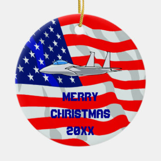 F15 Eagle Fighter Jet som flyger Julgransprydnad Keramik