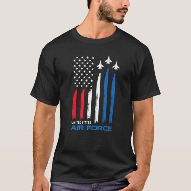F15 Eagle Fighter Jet USA flagga-flygplan F 15 4th T Shirt (Framsida)