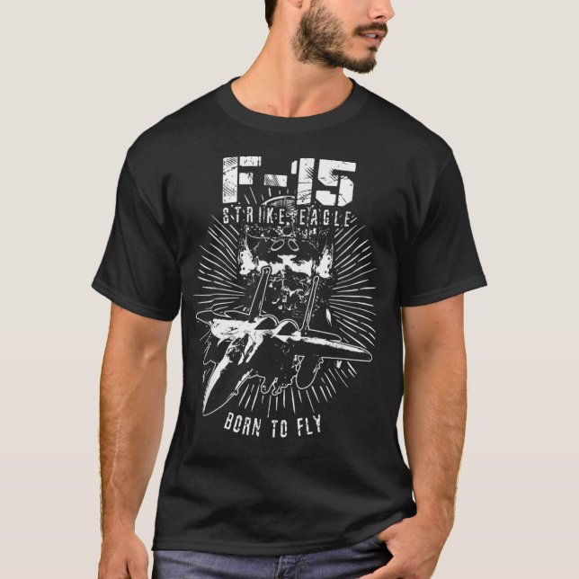 F15 Strejka Eagle USAF Jet Fighter Pilot T Shirt (Framsida)