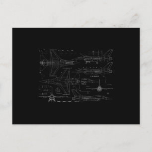 F16 Jet-flygplan Fighter Jet Blueprint Design Vykort