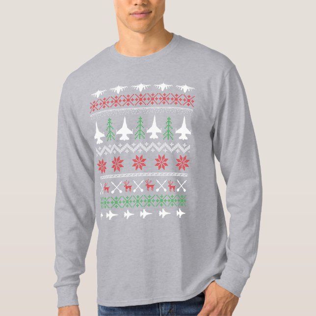 F16 Jultröja - på grått T Shirt (Framsida)