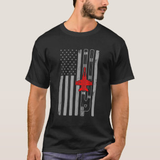 F18 Hornet Fighter Jet Airplane American Flagga Ru T Shirt