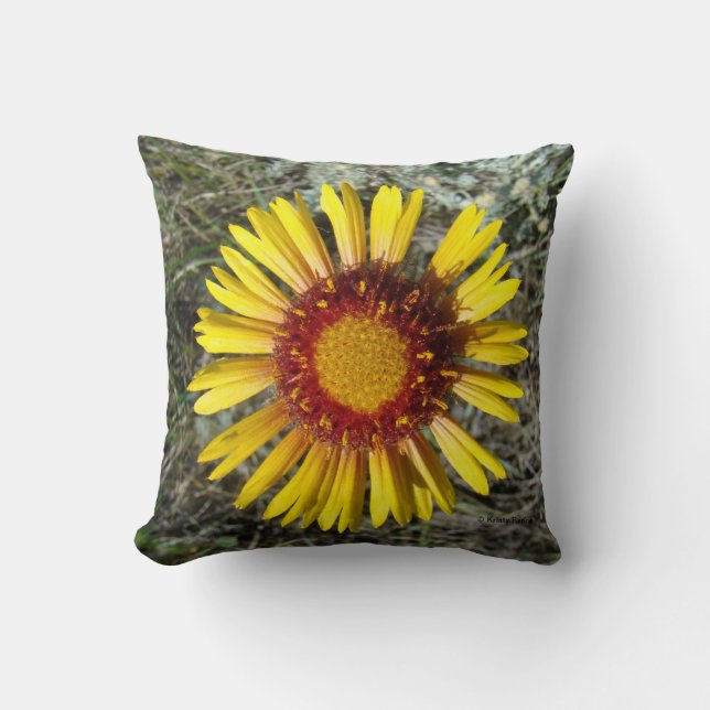 F1 Gul Vildblomma Gaillardia Kudde (Framsida)