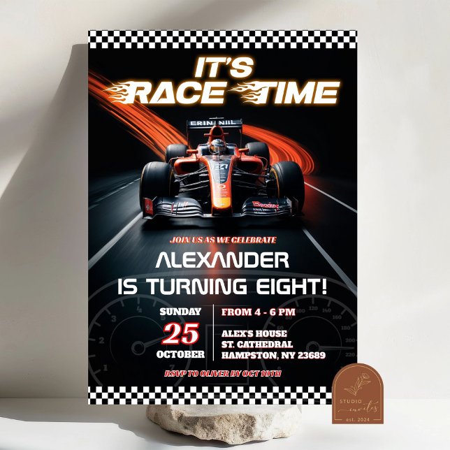 F1 Racing Röd Bil Födelsedags Pojke Inbjudningar (Skapare uppladdad)