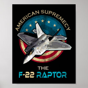 F22 Raptor American Patriotic Fighter Jet 4:e av J Poster