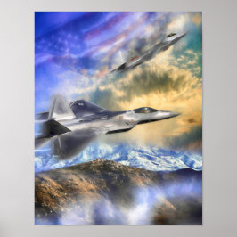 F22 RAPTOR JET ÖVER AMERIKA POSTER