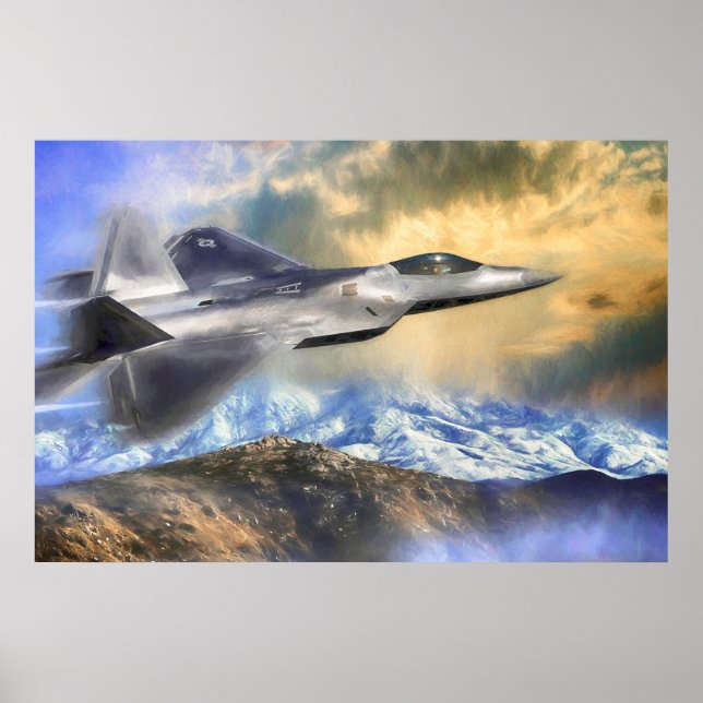 F22 RAPTOR JET ÖVER AMERIKA POSTER (Framsidan)