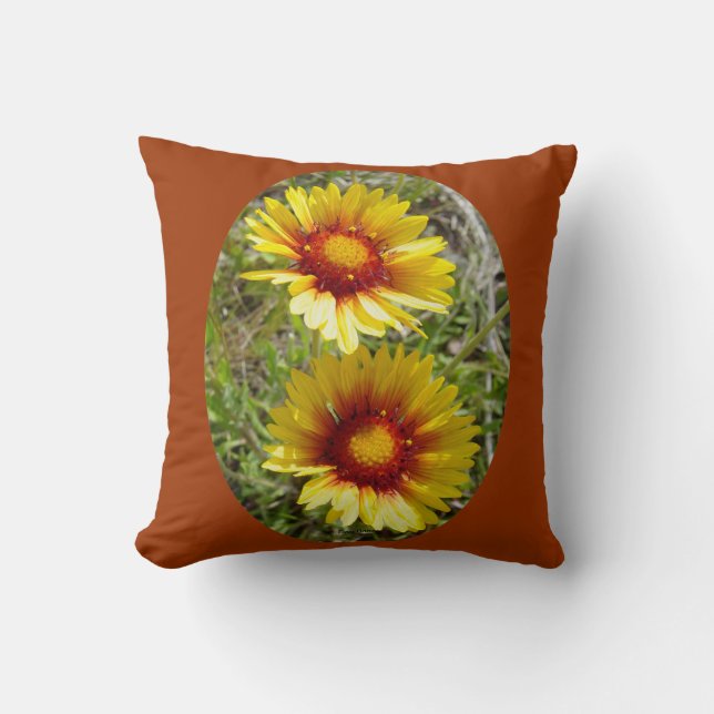 F25w Gula Vildblommor Gaillardia Kudde (Framsida)